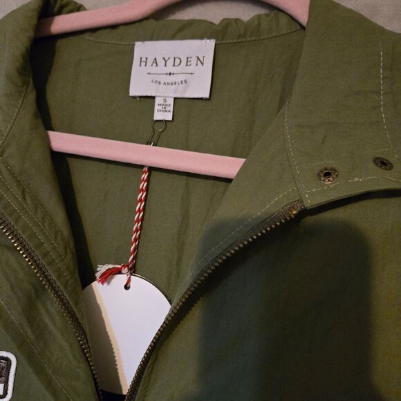 Hayden Army‎ Green Boho Relaxed Bomber Longline Jacket Patches Tiger Graphic S - Picture 6 of 7